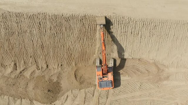 Drone shot of excavator working