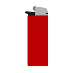 Red lighter on a white background in a simple style.