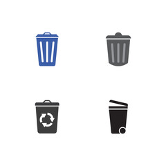 Set of trash can icon vector design template
