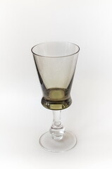 Glass shot glass close up isolated on a white background