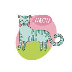 Wild cats. Tiger. Cartoon animal. Isolated vector object on a white background.