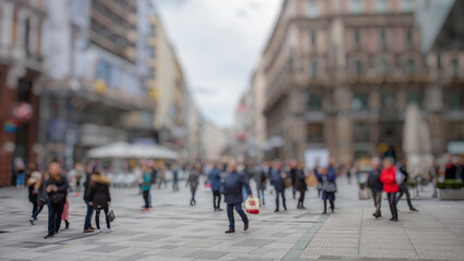 crowd of people walking in city streets