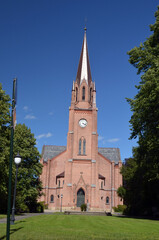 Fototapeta premium An ancient city, located inside an old fortress. Preserved style and architecture of antiquity. Historical town Fredrikstad.Named after the Danish King Fredericks II. Fredrikstad,Norway
