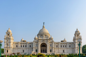 View of Victoria Memorial, a historical monument built by the British in memory of Queen Victoria...