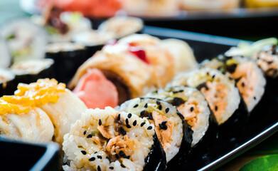 Japanese food, assorted sushi, Colorful sushi composition