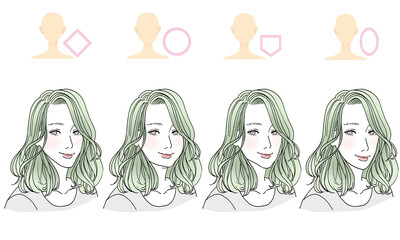 顔型別ヘアスタイルイラスト