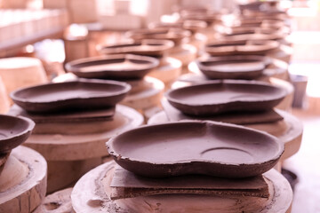 Obraz na płótnie Canvas Blocks of Handmade Ceramic pottery