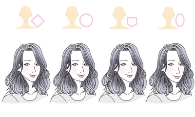 顔型別ヘアスタイルイラスト