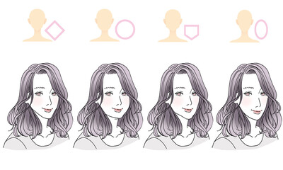 顔型別ヘアスタイルイラスト