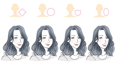 顔型別ヘアスタイルイラスト