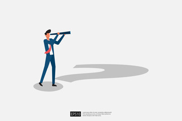 businessman and question mark vector illustration. Business dilemma, decision, challenge and solution vision concept.