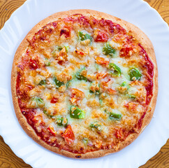 Top View Closeup of Homemade Italian Pizza