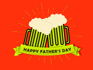 Fathers Day Special Vector greeting card with Beer Mug and for Card, banner, poster, advertisement, promotion, voucher, brochure, discount, sale, template.