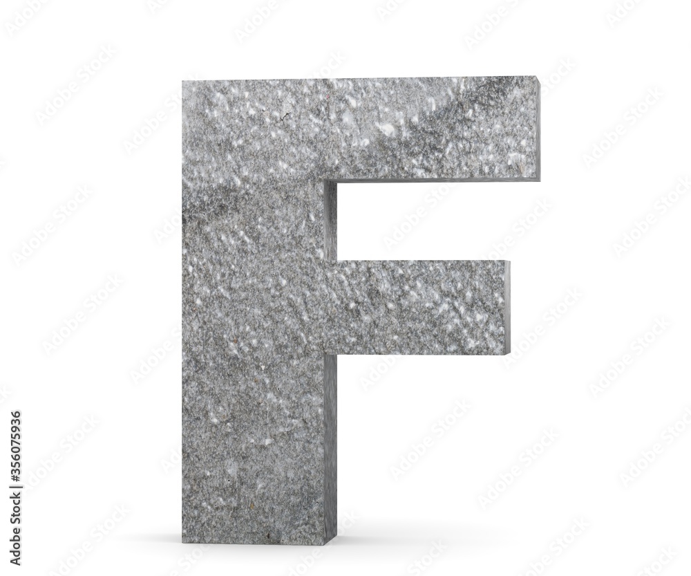 Wall mural concrete capital letter - f isolated on white background. 3d render illustration