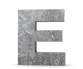 Concrete Capital Letter - E isolated on white background. 3D render Illustration