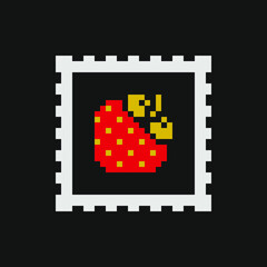Strawberry pixel art icons set. Design for logo, sticker and mobile app. Berry isolated vector illustration.