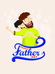 Fathers Day Special Vector greeting card with Father and Son and Calligraphy letter for Card, banner, poster, advertisement, promotion, voucher, brochure, discount, sale, template.