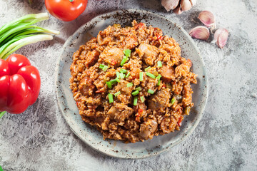 Chicken jambalaya - spicy rice with chicken a nd sausage