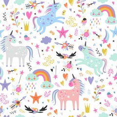 Seamless pattern with unicorns.  © Angelina De Sol