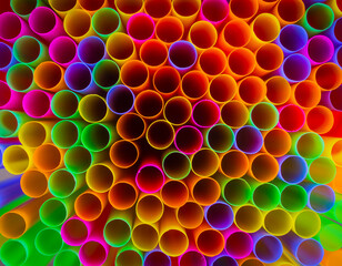Close up to plenty colorful straws background.
