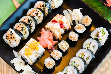 Japanese food, assorted sushi, Colorful sushi composition