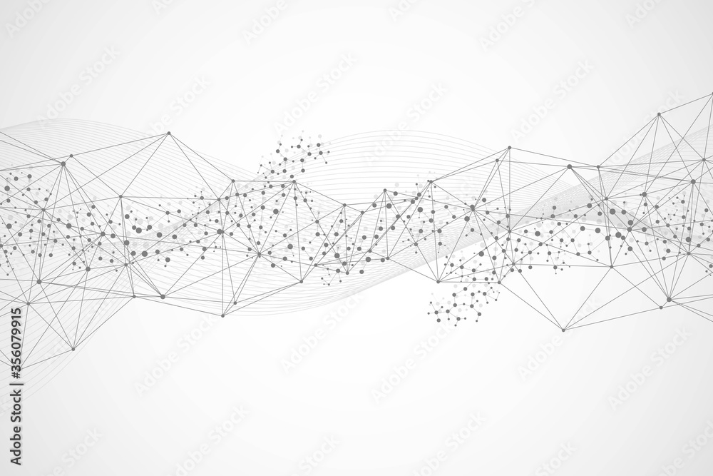 Aufkleber geometric abstract background with connected line and dots. structure molecule and communication. bi