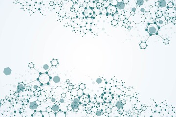 Modern futuristic background of the scientific hexagonal pattern. Virtual abstract background with particle, molecule structure for medical, technology, chemistry, science. Social network vector