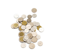 Thailand coin in year 2020 in the studio light with whtie background.