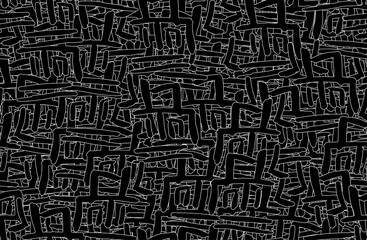 Black and white grunge background. Seamless abstract texture. A chaotic repeating pattern. Pop art handmade art