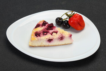 Cheesecake with cherry served strawberry