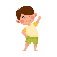Boy Character Doing Physical Exercise in the Morning Vector Illustration
