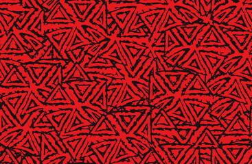 Red grunge background. Seamless abstract texture. A chaotic repeating pattern. Pop art handmade