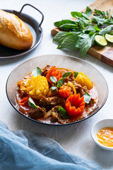 Banh Mi Bo Kho - Vietnamese Beef Stew with carrots potatoes and bread