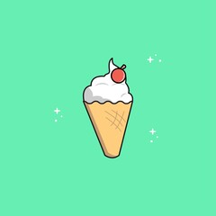 vector illustration of a ice cream with topping of cherries is perfect for banner, poster, sticker,etc.