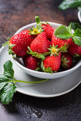 Fresh strawberry with a green leaves