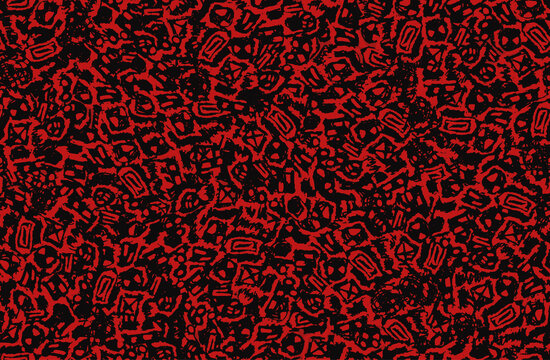 Red grunge background. Seamless abstract texture. A chaotic repeating pattern. Pop art handmade