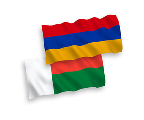 Flags of Armenia and Madagascar on a white background