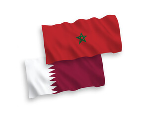 Flags of Qatar and Morocco on a white background
