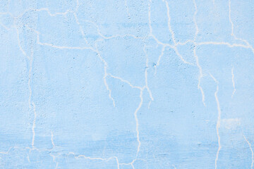 Old texture turquoise blue cracked wall, the old paint texture is chipping and cracked fall destruction
