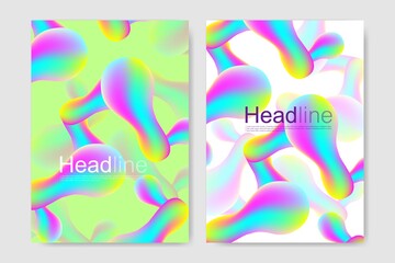 Abstract fluid 3d shapes vector trendy liquid colors. Vector templates for brochure magazine leaflet flyer cover
