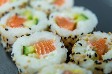 Uramaki on dark surface