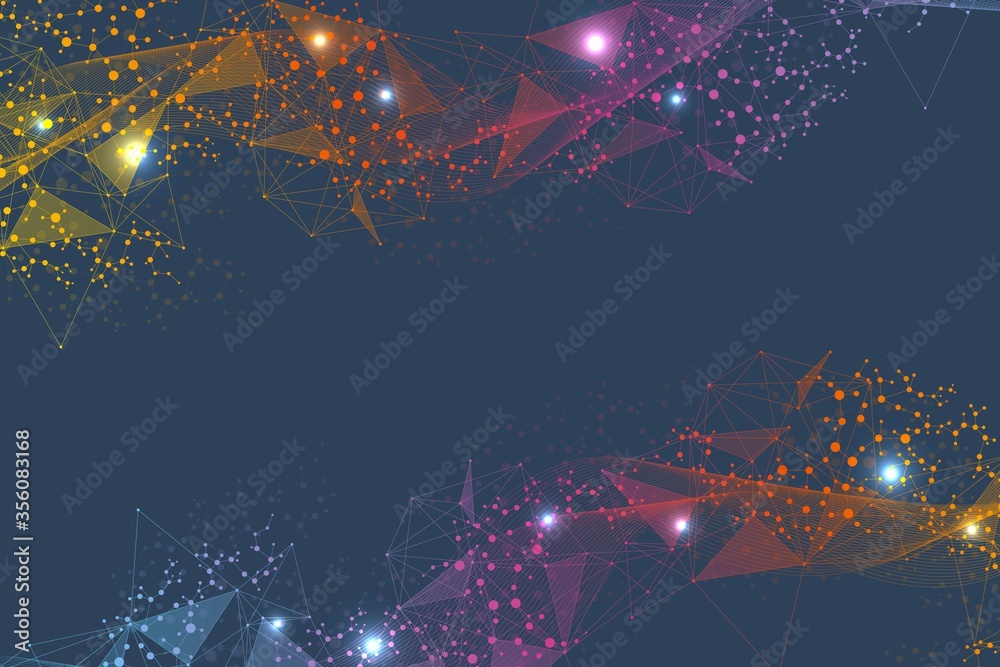 Aufkleber geometric abstract background with connected line and dots. structure molecule and communication. bi