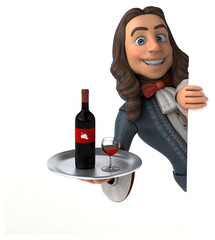3D Illustration of a cartoon man in historical baroque costume