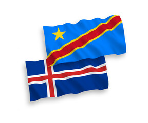 Flags of Iceland and Democratic Republic of the Congo on a white background