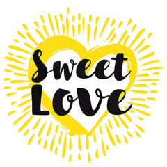 Vintage message love you my sweet candy lettering apparel t-shirt design with hand-drawn elements, heart, ribbon ,arrow. Cute Typography vector.