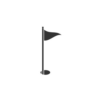 golf flag and hole. Isolated on white background.