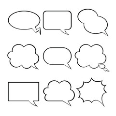 Blank empty white speech bubbles paper collection set isolated on grey background. Vector illustration 