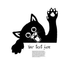 drawing angry kitten vector illustration