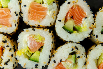 Uramaki on dark surface