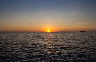 Sunset beach Galapagos pacific island